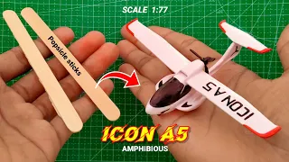 How to make a miniature Amphibious ICON A5 airplane | From ice cream sticks