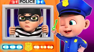 Police Song - Baby Police Chase Thief + Wheels On The Bus | Nursery Rhymes & Rosoo Kids