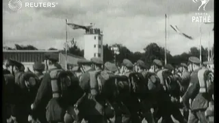 GERMANY: Stahlhelm march into Berlin for review at Templehof Aerodrome (1932)
