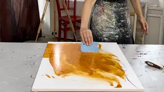 Easy Abstract Acrylic Painting - Step by Step - Flowing only water ! big canvas