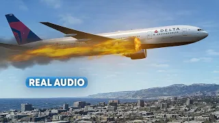 Bursting into Flames Immediately After Takeoff from Los Angeles | With Real Audio