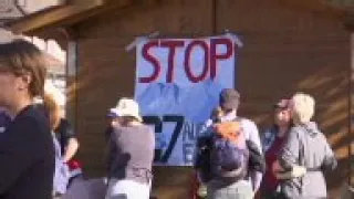 Protesters begin walking towards G7 summit venue