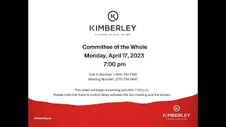 City of Kimberley Committee of the Whole April 17, 2023