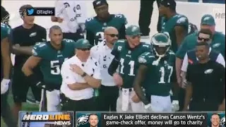 Eagles K Jake Elliott Declines Carson Wentz's Game-Check Offer, Money Will Go To Charity