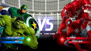 Captain America & Hulk Vs Venom & Spider-Man [Very Hard AI] | Marvel vs Capcom: Infinite