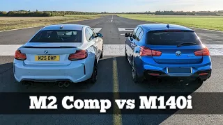 Which is Faster? M2 Competition vs M140i Drag Race (6 speed manual) | 4k