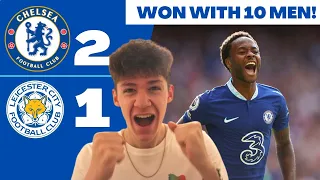 STERLING SAVES 10 MAN CHELSEA VS LEICESTER!! GALLAGHER SENT OFF!!