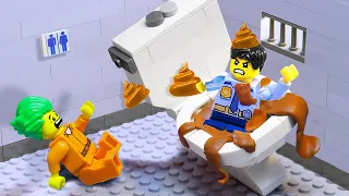 Police in GIANT TOILET 🚽 Poop Prison 💩 LEGO Police