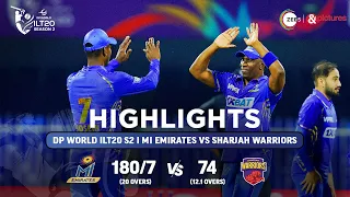 ILT20 S2 | English - HIGHLIGHTS | Sharjah Warriors  V/S MI Emirates - T20 Cricket | 26th Jan