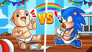 BEBE NOOB VS BEBE SONIC | SONIC SE PELEA CON BEBE NOOB MINECRAFT TROLL + ROLEPLAY