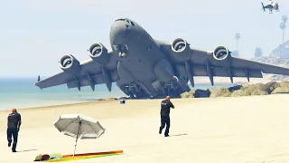 Drunk Pilot  C- 17 Emergency Landing On Beach | GTA 5