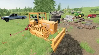 Knocking down abandoned barns and mowing grass | Back in my day | Farming Simulator 22