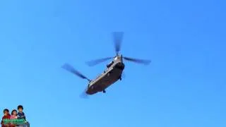 CH-47D Chinook Helicopter Doing a Flyby
