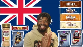 American Tries Australian Snacks For The First Time! | MINDBLOWING!