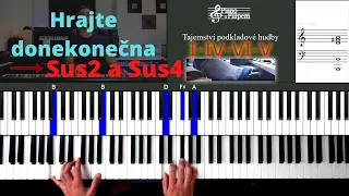 Tajemství podkladové hudby - hrajte na klavír donekonečna s akordy sus2 a sus4 (D dur)