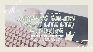 eng) *asmr* unboxing 📦 samsung galaxy tab a7 lite lte [best & affordable] w/ sim slot + shopee haul