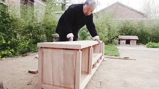 Grandpa Amu showed the assembly of the mortise and tenon structure TV cabinet, so cool