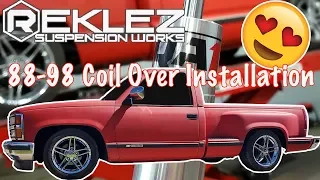 1988-1998 Coil Over 4/6 Drop Kit Rear Adjustable Shocks QA1 OBS Single Cab Step Side