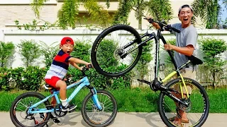 Yejun and Dad Learn about Ride a Bike Together