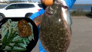Cooking Flounder caught at Packery Channel, Corpus Christi Tx. (Flounder Alfredo)