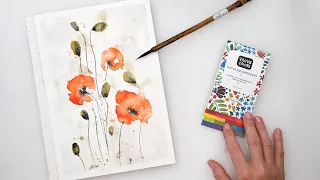 Watercolor loose and simple poppies painting tutorial - for beginners