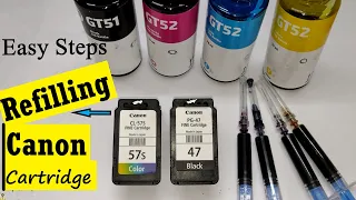 Refilling Canon PG-47 & CL-57 Ink cartridge | How to refill Ink Cartridge for Canon E & MG Series 🔥🔥