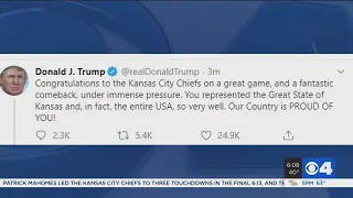 President Trump mistakenly congratulates Kansas after Chiefs' Super Bowl win