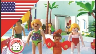 Playmobil Movie At The Water Pool Slide Park / children's film from The Hauser Family