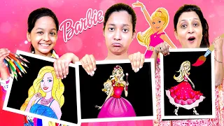 🌈 Barbie's World: A Colouring Challenge Adventure 👸🏻💖 | Jinni & Dhwani 👭| Cute Sisters