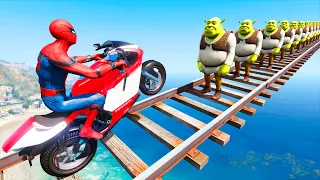 GTA 5 Water Ragdolls Spiderman vs Shrek Jumps/Fails (Euphoria Physics Funny Moments)