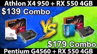 Athlon X4 950 vs Pentium G4560 || RX 550 || Low Budget Gaming PC Benchmarks