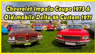 Classic Muscle Cars: Chevrolet Impala Coupe 1973 and Oldsmobile Delta 88 Custom 1971