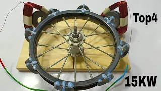 Top4. 210v Generator Using Cycle Wheel and Permanent Magnet activity....