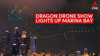 Dragon made up of drones lights up Singapore's Marina Bay for Legend Of The Dragon Gate show