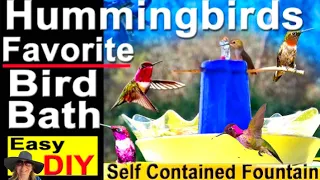 How To Make Hummingbird ENDLESS Water Fountain EASY $1 STORE Parts, Bird Bath Solar Powered PORTABLE