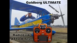 Goldberg ULTIMATE 10-300 Biplane & Magnum XL 15cc & Radiolink AT10II transmitter Test  Maiden flight