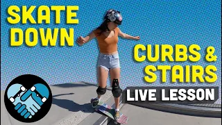 Ride off a curb & Down Stairs for Beginner Skateboarders