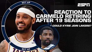 Reaction to Carmelo Anthony retiring + Could Kyrie reunite with LeBron on the Lakers?! | Get Up