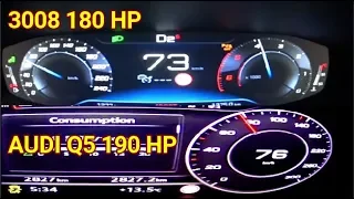 Peugeot 3008 GT 2.0 HDI 180 HP vs Audi Q5 2.0 TDI 190 HP Acceleration Sound 0 -200 km/h