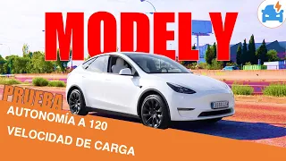 Tesla Model Y 🚘 Prueba de autonomía a 120 kmh y carga rápida ⚡️