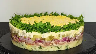 NEW salad with HERRING | DELICIOUS salad with lightly salted herring and pickled cucumbers