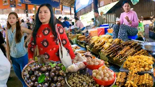 Best Cambodian street food | Walk tour Countryside Market Delicious Plenty of foods & fruits