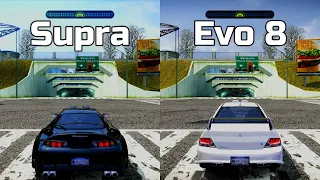 NFS Most Wanted: Toyota Supra vs Mitsubishi Lancer Evo 8 - Drag Race