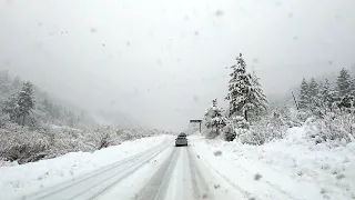 Drive Through The Snowstorm Blizzard In Wrightwood California 【4K】 60fps