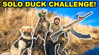 SOLO Duck Hunting with AR-12 SHOTGUN Challenge!!! (Limited Out) - Catch Clean Cook