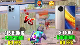 POCO X3 PRO VS IPHONE 13 😱 PUBG TDM TEST 🔥 | ANDROID 90 FPS vs IPHONE 60 FPS | PUBG Mobile