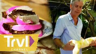 Hot Pink Pork Buns & Jumping Snakes | Anthony Bourdain: No Reservations | Travel Channel