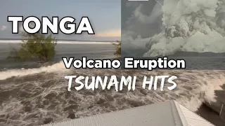 TONGA Volcano Eruption TSUNAMI Hits Video Compilation