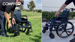 Introducing X-1 ComfyGO: The Ultimate Lightweight Manual Wheelchair with Quick-Detach Wheels!