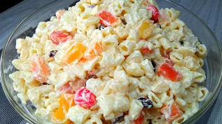 CREAMY MACARONI FRUIT SALAD // Quick and easy recipe